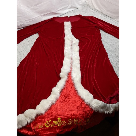 Mrs Santa Claus Velvet Costume Christmas Womens 4XL Hooded Belt Gloves New - Picture 2 of 16